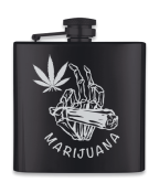 Flasque à alcool noir acier inox 6 Oz 170 ml Marijuana